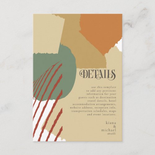 Color Block Wedding Details Autumn ID740 Enclosure Card