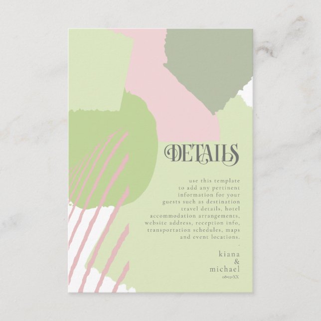 Color Block Wedding Details Spring ID740 Enclosure Card (Front)