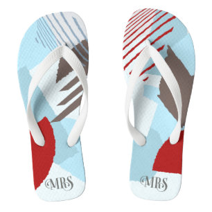 Color Block Wedding Mrs Bride Winter ID740 Flip Flops