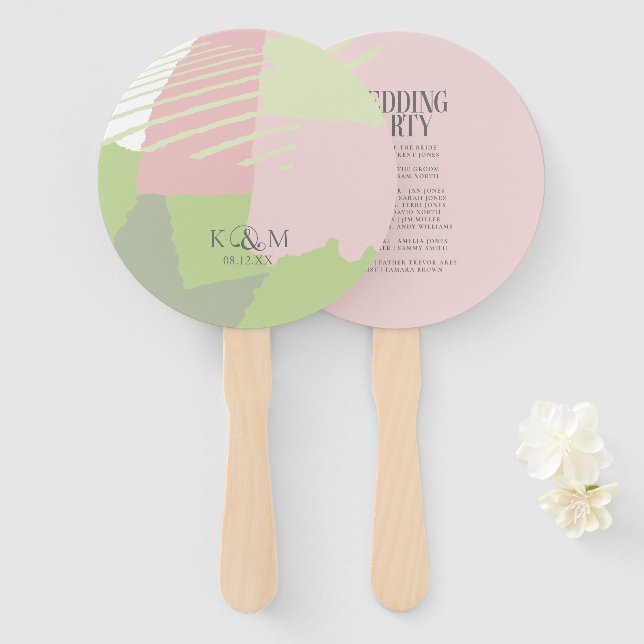 Color Block Wedding Party Spring ID740 Hand Fan (Front and Back)