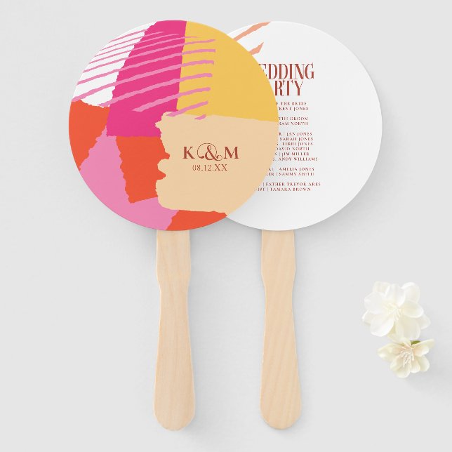 Color Block Wedding Party Summer ID740 Hand Fan (Front and Back)