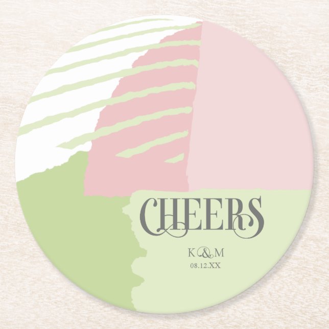 Color Block Wedding Spring ID740 Round Paper Coaster (Front)