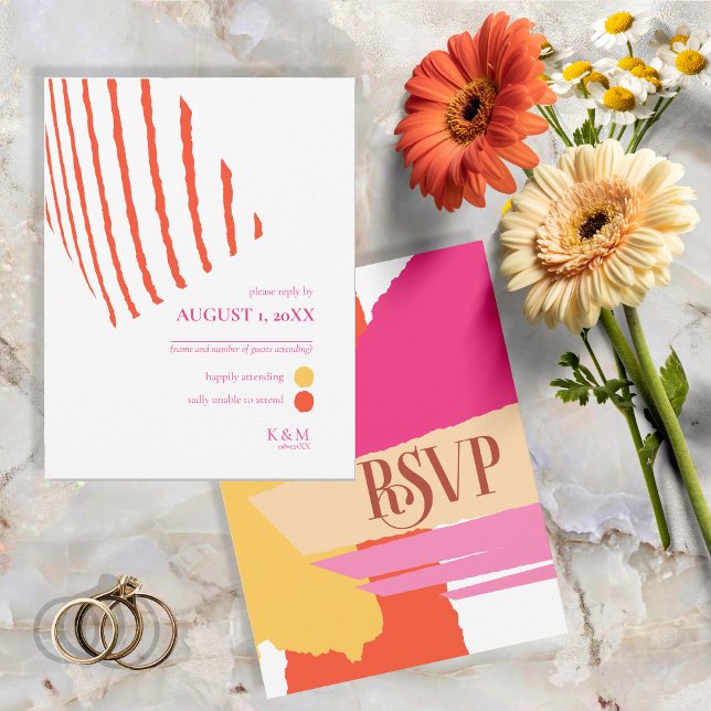 Color Block Wedding Summer ID740 RSVP Card (Creator Uploaded)