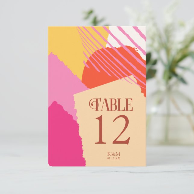 Color Block Wedding Table Numbers Summer ID740 (Standing Front)