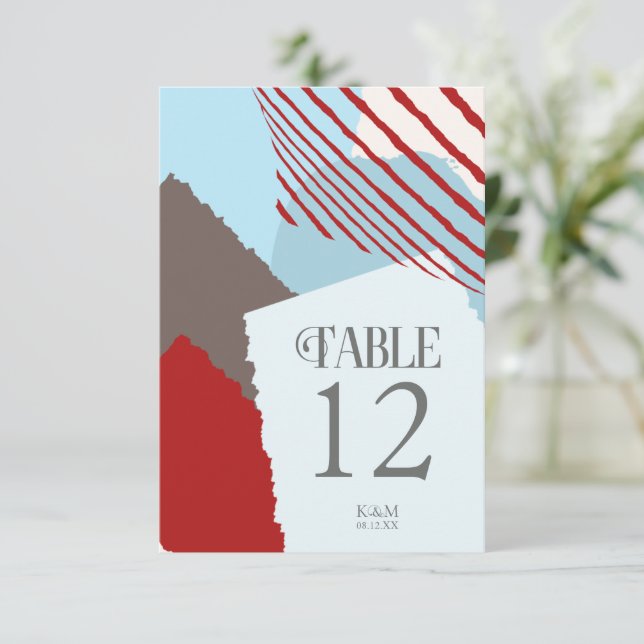 Color Block Wedding Table Numbers Winter ID740 (Standing Front)