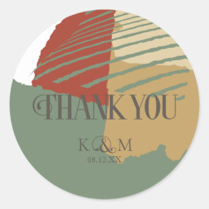 Color Block Wedding Thank You Autumn ID740 Classic Round Sticker