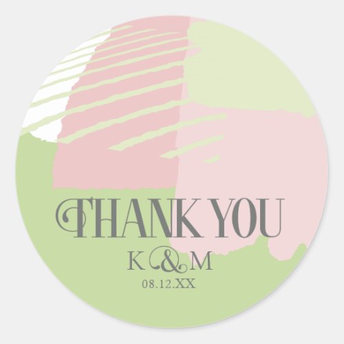 Color Block Wedding Thank You Spring ID740 Classic Round Sticker
