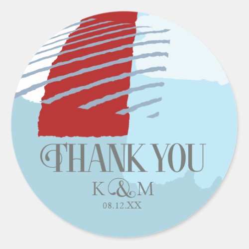Color Block Wedding Thank You Winter ID740 Classic Round Sticker