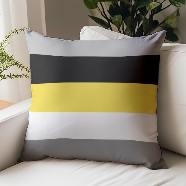 Color Block Yellow, Gray, Black, and White Throw Pillow (Creator Uploaded)