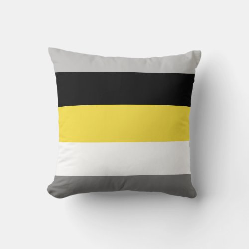 Color Block Yellow Gray Black and White Throw Pillow