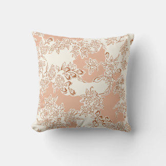 Color-Blocked Doodle Floral Cushion