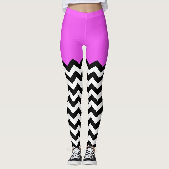 Color Blocking Chevron Pattern Leggings (Front)