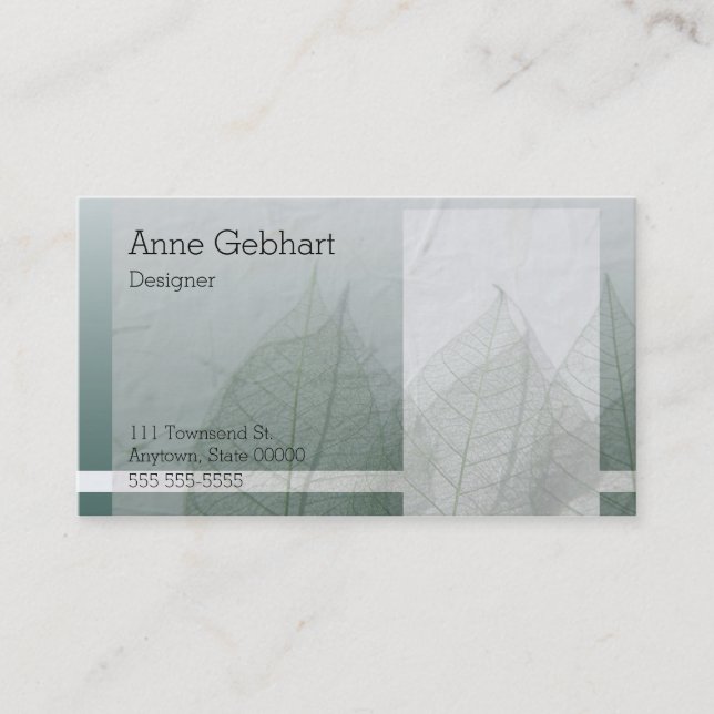 Color blocks and leaves business card (Front)