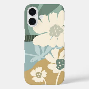 Color Blocks Cosmos Flowers Silhouettes Modern iPhone 16 Case