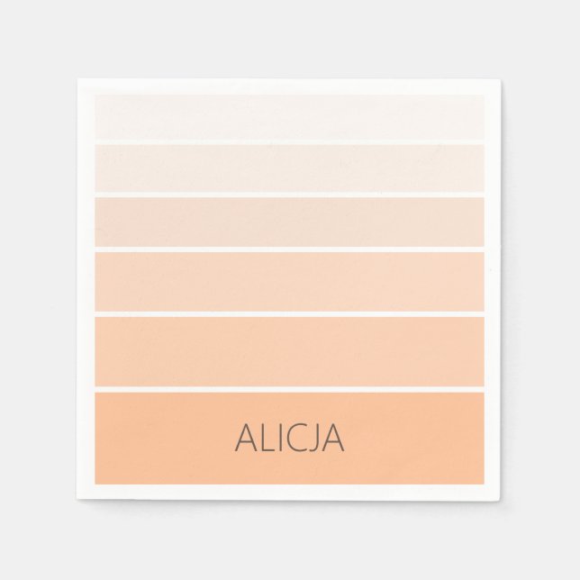 Color Blocks Peach Fuzz | Elegant Name Napkins (Front)