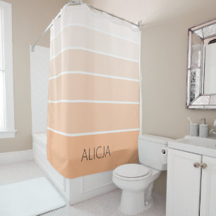 Color Blocks Peach Fuzz   Elegant Name Shower Curtain