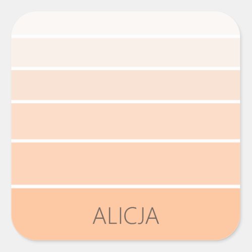 Color Blocks Peach Fuzz  Elegant Name Square Sticker