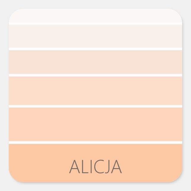 Color Blocks Peach Fuzz | Elegant Name Square Sticker (Front)