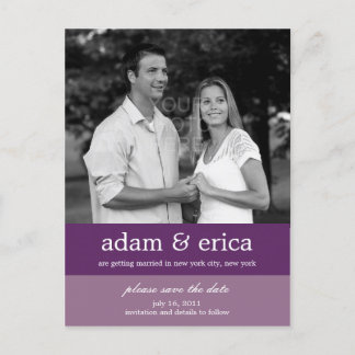 Color Blocks Save The Date Postcard (Purple)