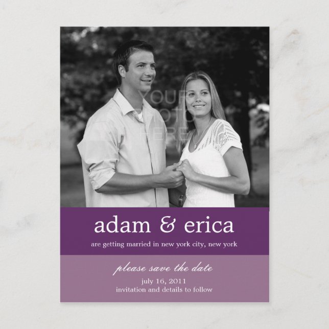 Color Blocks Save The Date Postcard (Purple) (Front)