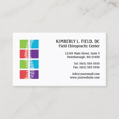 Color Blocks Spine Chiropractic Appointment Cards