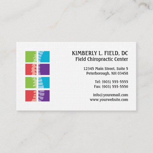 Customizable Color Blocks Spine Chiropractic Business Cards