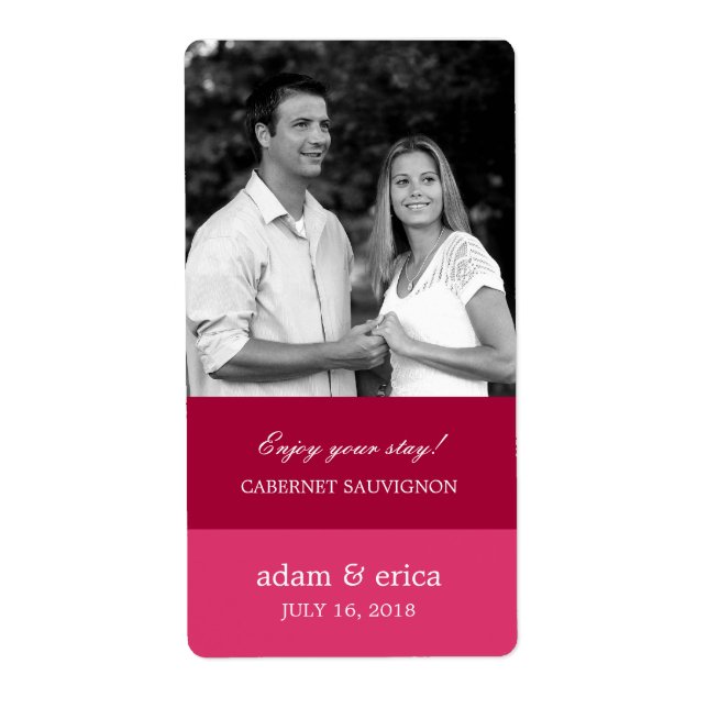 Color Blocks Wedding Wine Labels (Pink) (Front)