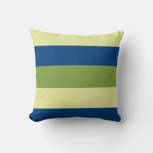 Color Blue Green Light-Yellow Retro Stripes Throw Pillow