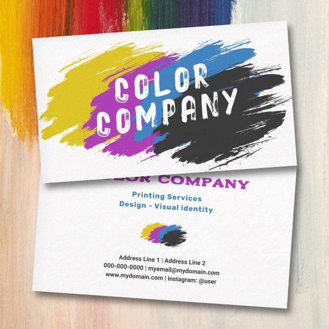 Color Brush Splash - Printing Services Business Card (Color Brush Splash - Printing Services Business Card)