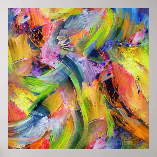 Color Brushstrokes in Yellow   Poster (Front)