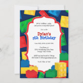 Color Building Blocks Birthday Party Invitation (Front)