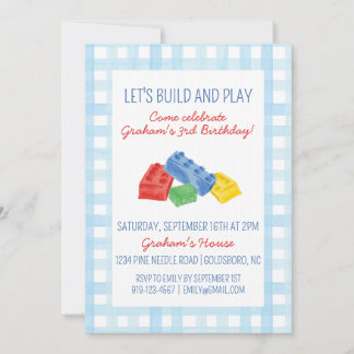 Color Building Bricks Birthday Party Invitation