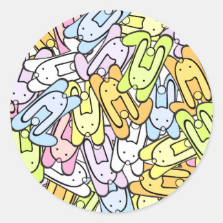 color bunnies classic round sticker