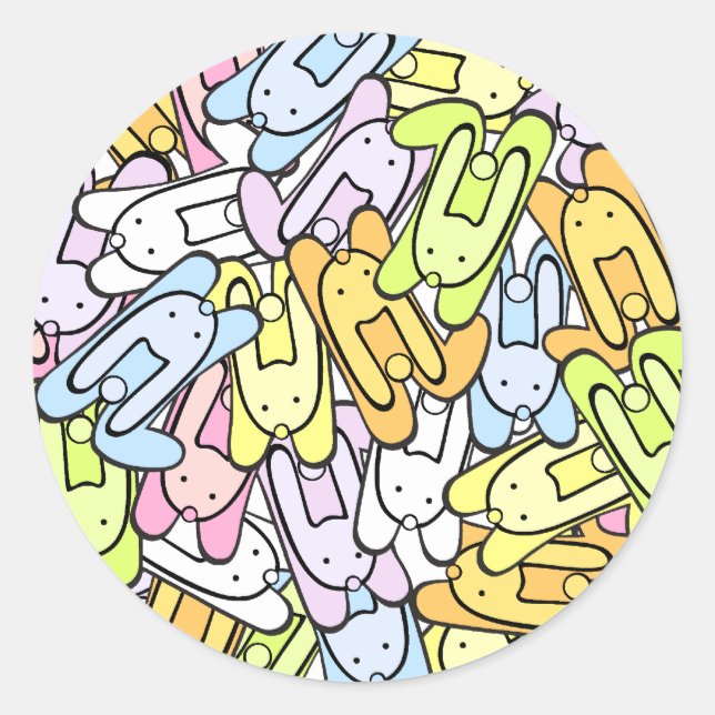 color bunnies classic round sticker (Front)