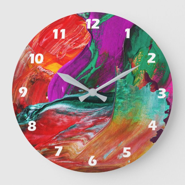 Color Burst Abstract Art Wall Clock (Front)