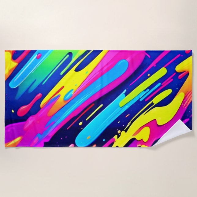 Color Burst: Abstract Flow Beach Towel (Front)