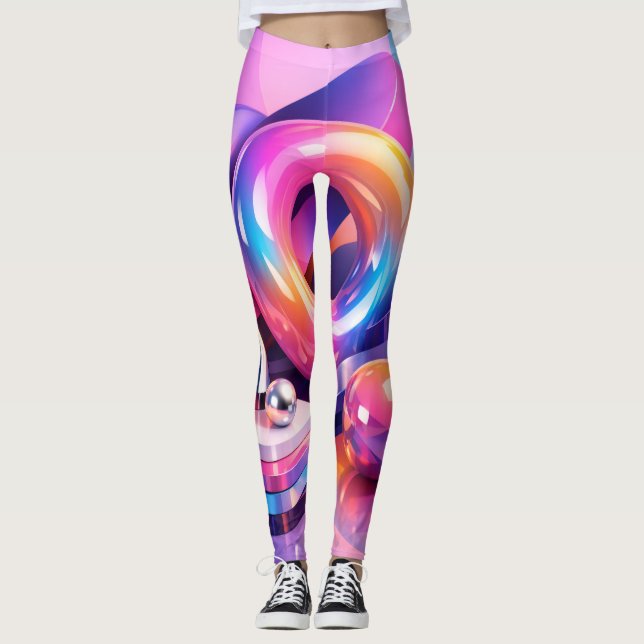 Color Burst Abstract Leggings (Front)