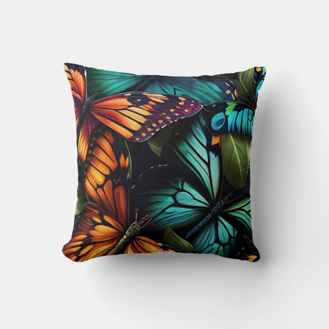Color Burst – Butterflies in Motion Throw Pillow (Front)