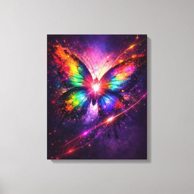 Color Burst Butterfly Canvas Wall Art (Front)