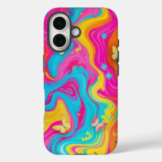 Color Burst Butterfly Marble Phone Case