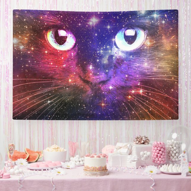 Color Burst Galaxy Cat  Banner (Party)