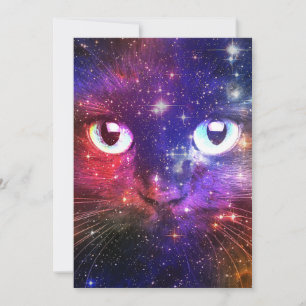 Color Burst Galaxy Cat  Invitation