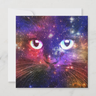 Color Burst Galaxy Cat Invitation
