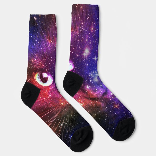 Color Burst Galaxy Cat  Socks (Right)