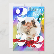 Color Burst Happy New Year Custom 2022 Photo Card