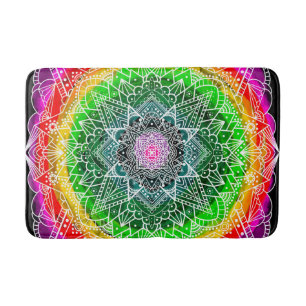 Color Burst Rainbow Prism Mandala Bath Mat