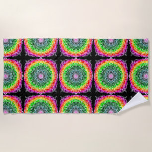 Color Burst Rainbow Prism Mandala Beach Towel