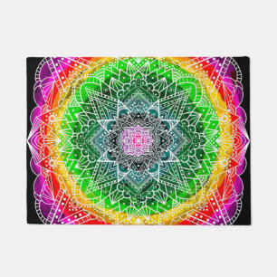 Color Burst Rainbow Prism Mandala Doormat