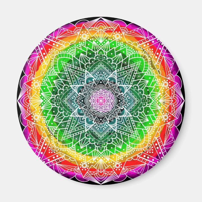 Color burst Rainbow Prism Mandala     Magnet (Front)