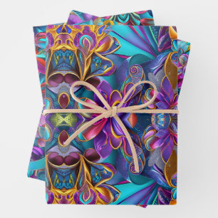 Color Burst Wrapping Paper Flat Sheet Set of 3